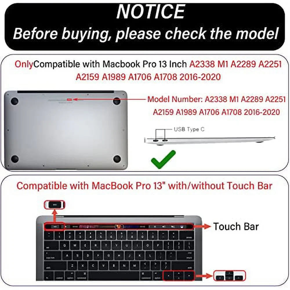 GABraden Matching with MacBook pro 13 inch Case,2020 2019 2018 2017 2016 (A2338 M1 /A2159/A2251/A2289/A1989/A1706)with Touch ID and 2 Pack Keyboard Protectors,Laptop Hard Shell（White Leopard Print）