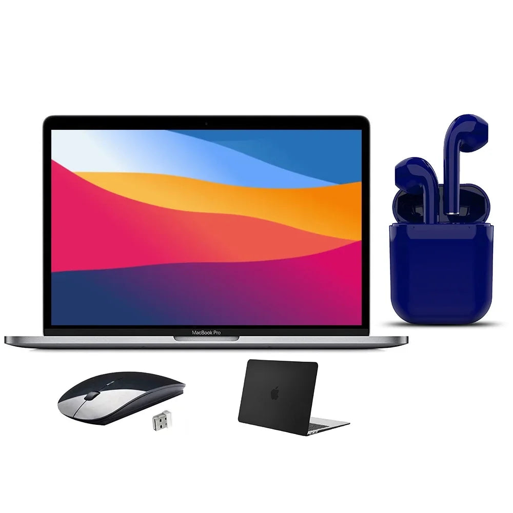 Restored Apple MacBook Pro MPXW2LL/A Touch Bar Feature 3.1GHz i5 8GB RAM 256GB SSD Bundle: USA Essentials Bluetooth/Wireless Airbuds, Black Case, Wireless Mouse By Certified 2 Day Express (Refurbished)