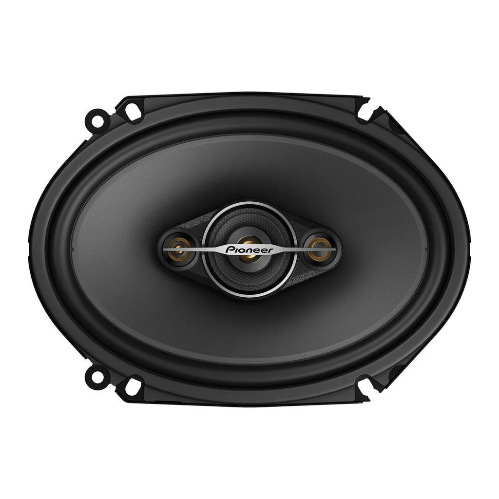 Pioneer TS-A6881F 6-In. x 8-In. 350-Watt 4-Way Full-Range Coaxial Speakers Black and Gold, Max Power 2 Pack, TS-A6881F