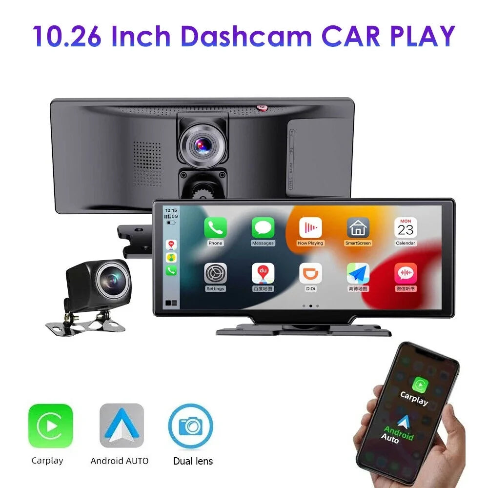 kydely 2K Wireless 10.26'' Touch Screen Dual Channel Wifi Car DVR Dash Camera Android Auto ".