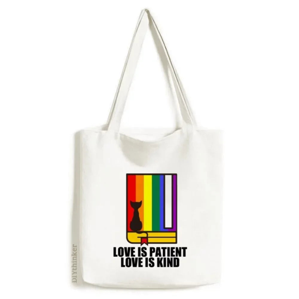 Love Is Patient Love Is Kind Tote Canvas Bag Shopping Satchel Casual Handbag