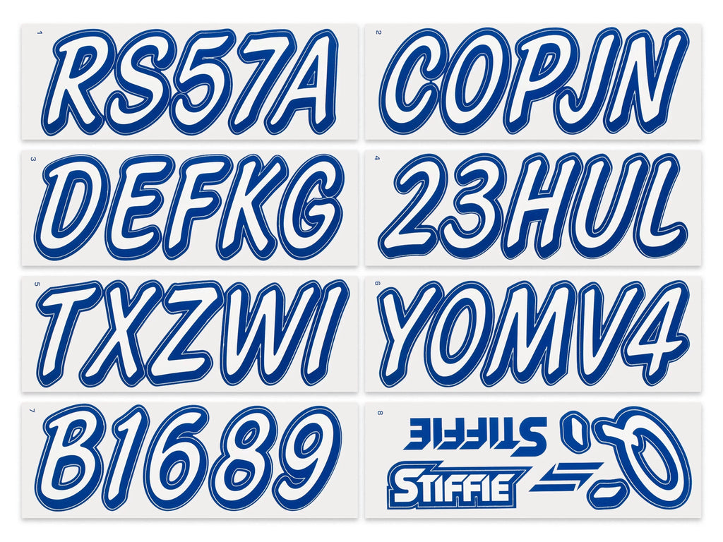 STIFFIE Whipline Solid White/Navy 3" Alpha-Numeric Registration Identification Numbers Stickers Decals for Vessel & Personal Watercraft
