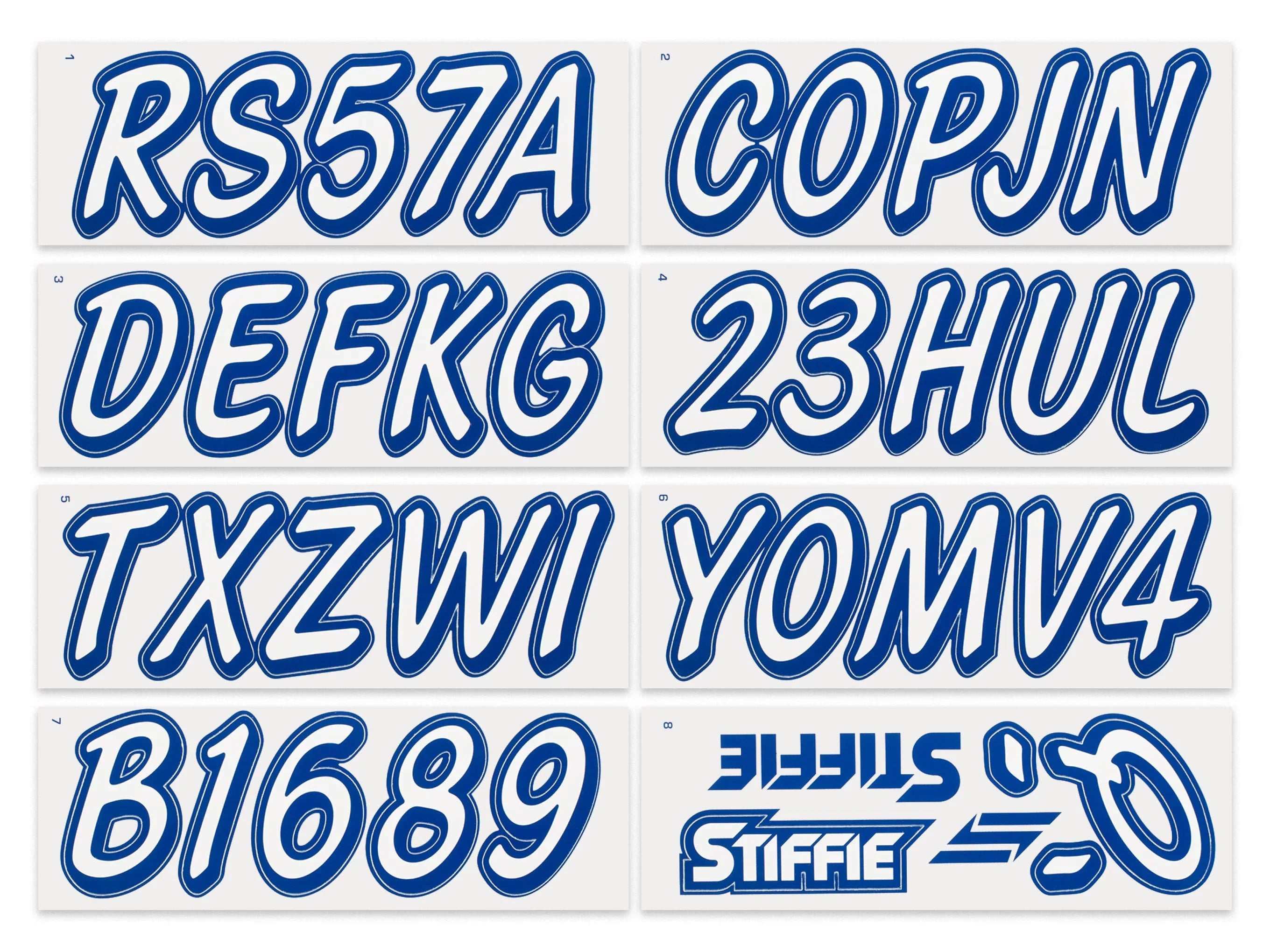 STIFFIE Whipline Solid White/Navy 3" Alpha-Numeric Registration Identification Numbers Stickers Decals for Vessel & Personal Watercraft