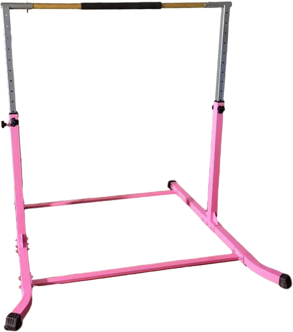 Expandable Pink Gymnastics Kip Bar with Free Foam Pad - Athletic Standard Horizontal Training Bar