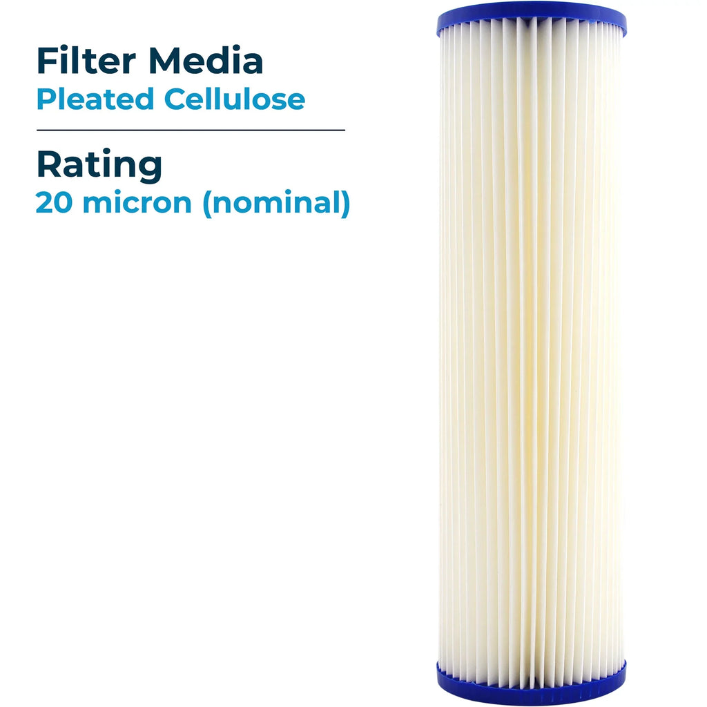SpiroPure 10x2.5in 20 Micron Pleated Cellulose Polyester Filter (24 Pack)