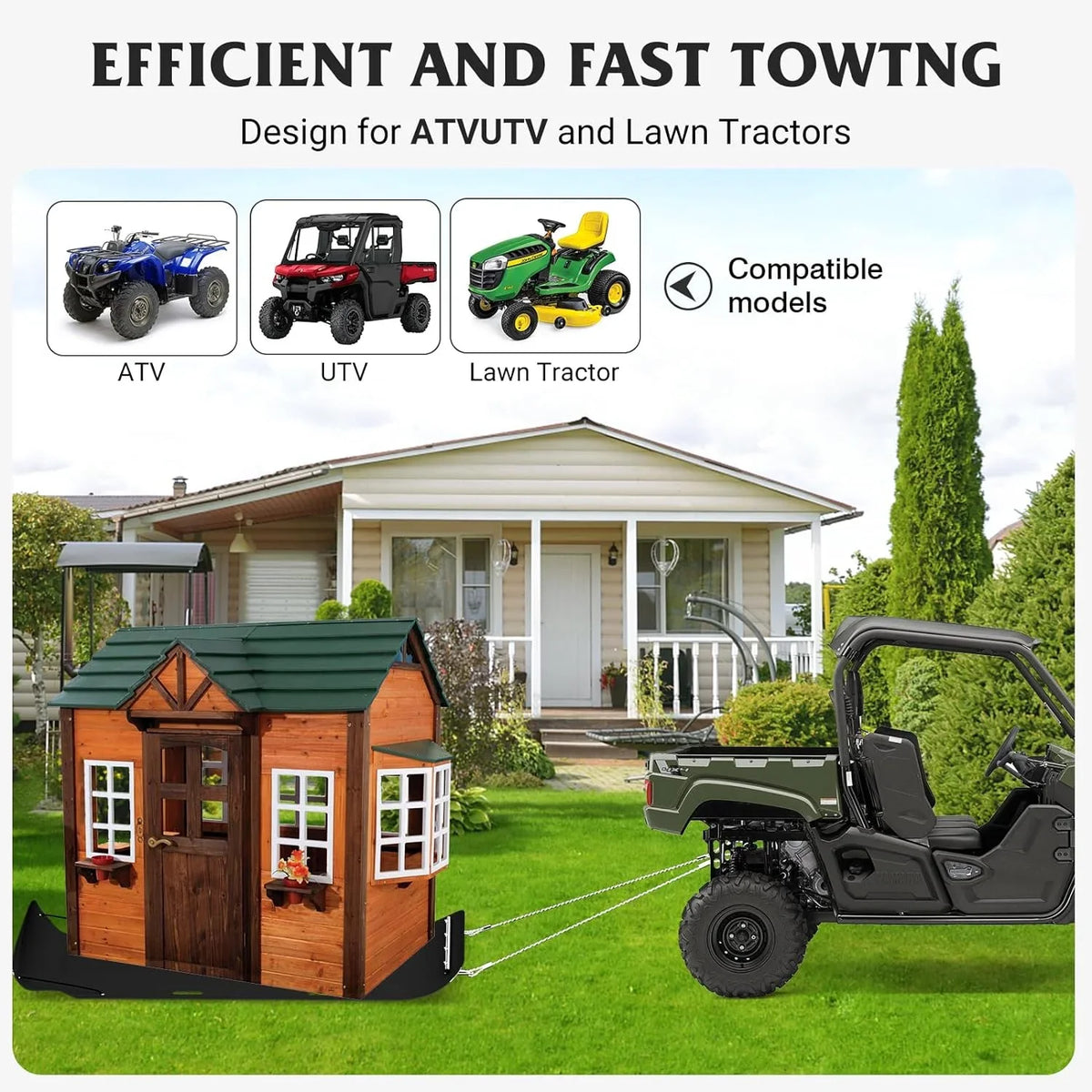 ERAMENT 47" x 90" Heavy Duty Yard Sled, 1/8 Inch Thickened HDPE Yard Drag Mat with Pull Cable and Bar for Commercial, Farm, Heavy Home, Hauling Debris, Construction Materials, Logs and Hunting Trophy
