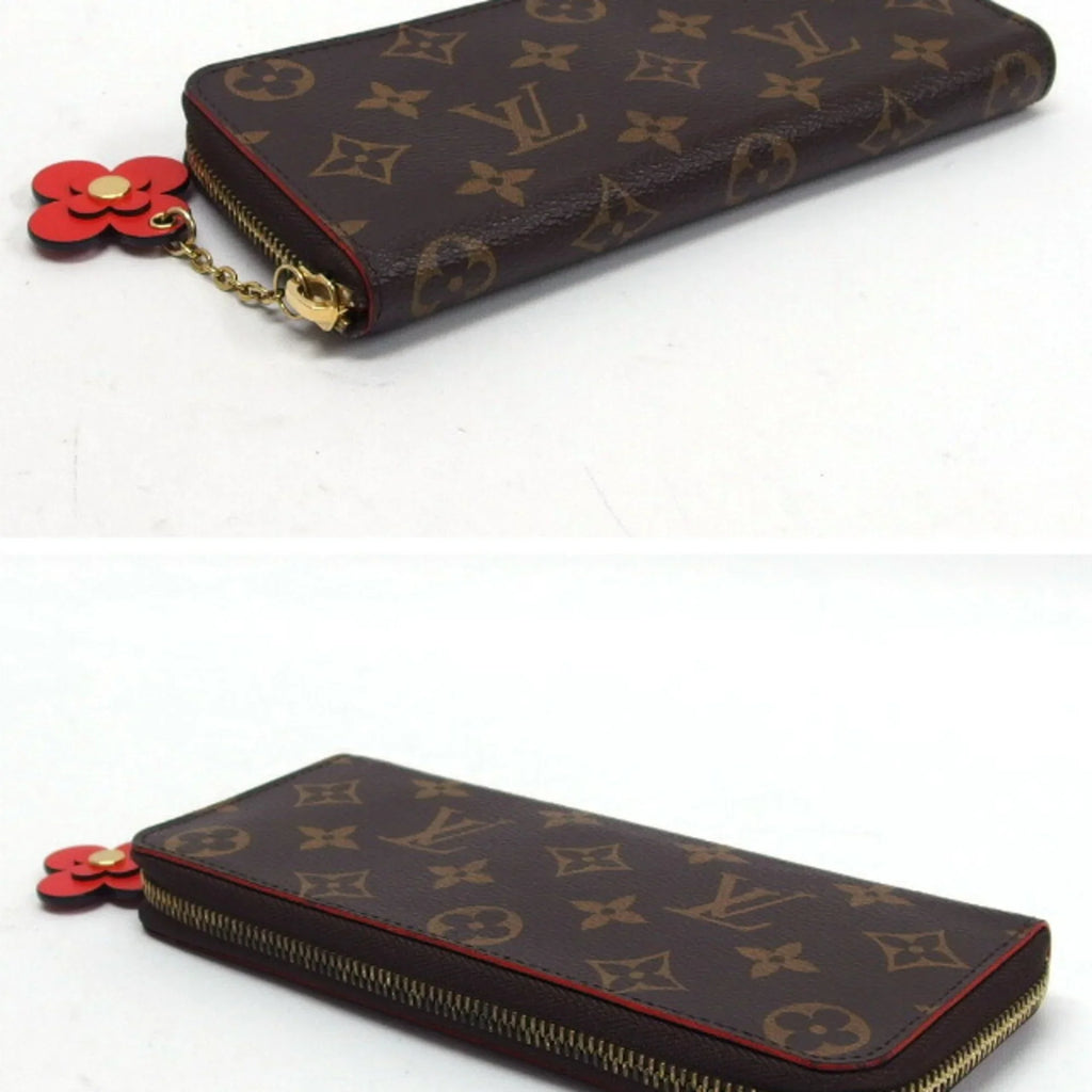Pre-Owned Louis Vuitton Monogram Clemence Wallet Long Wallet Red M62940 (Good)