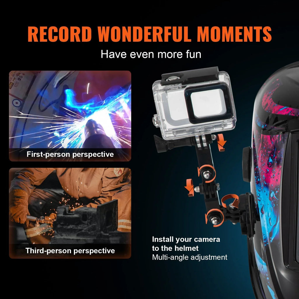 Vevor 5.888 to 13 in. True Color Solar Powered Auto Darkening Welding Helmet for 4-ARC Sensor Wide Shade