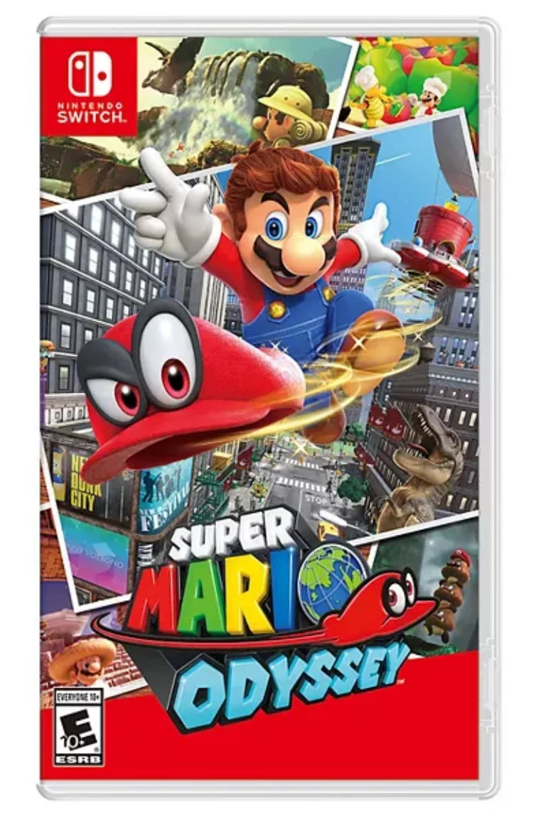 Nintendo Switch Console with Mario Odyssey Game & Gray Dual Joy-Con Charger