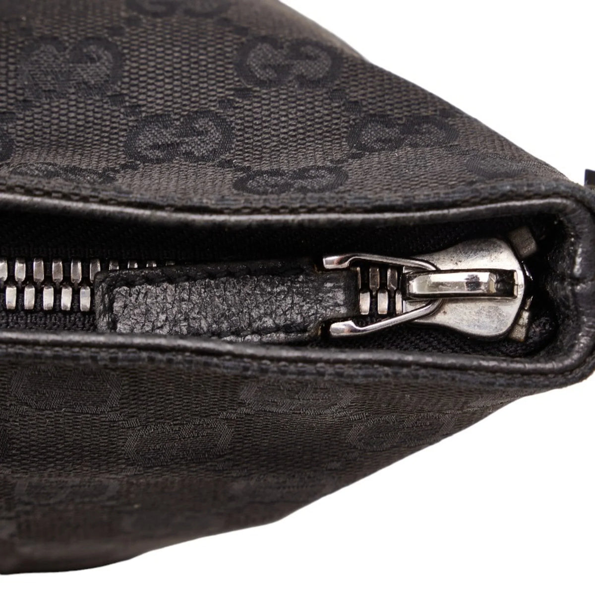 Pre-Owned Gucci GG canvas handbag tote bag 122797 black leather ladies GUCCI (Good)