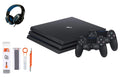 Pre-Owned Sony PlayStation 4 Pro 1TB Gaming Console Black Headset 2 Controller With BOLT AXTION Cleaning Kit Bundle (Refurbished: Like New)