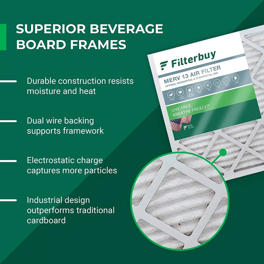 Filterbuy 18x24x2 MERV 13 Pleated HVAC AC Furnace Air Filters (2-Pack)