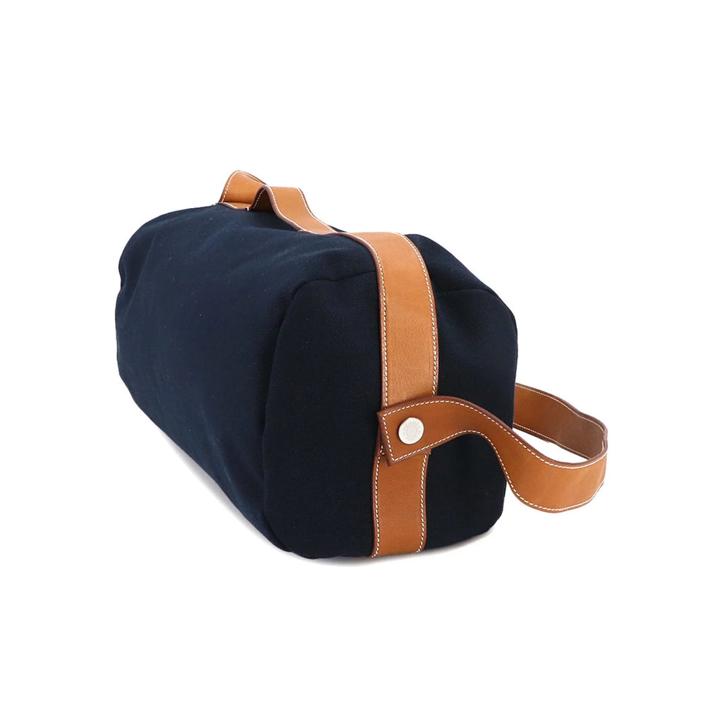 Pre-Owned Hermes Odyssey Tail Duffel Bag 2way Hand Shoulder Gauland Canvas Spudkidskin Blue Marine Gold (Like New)