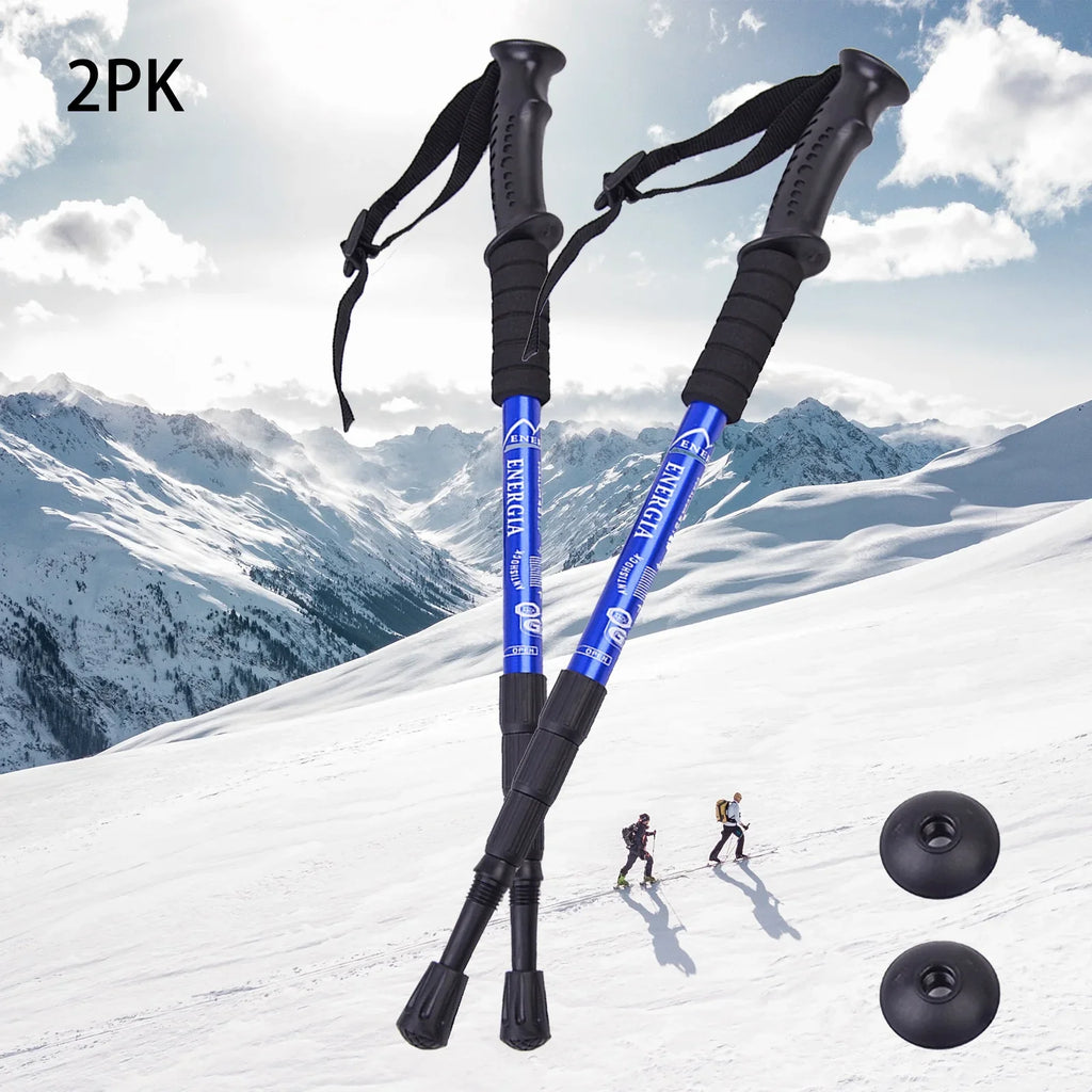Adjustable Trekking Poles, Aluminum Hiking Poles, Walking Stick Set, 2PK, Hiking Accessories, Blue (19.7-43.3inch)