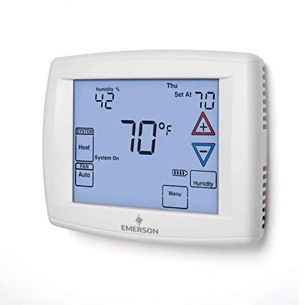 Emerson 1F97-1277 Touchscreen 7-Day Programmable Thermostat for Single-Stage and Heat Pump Systems