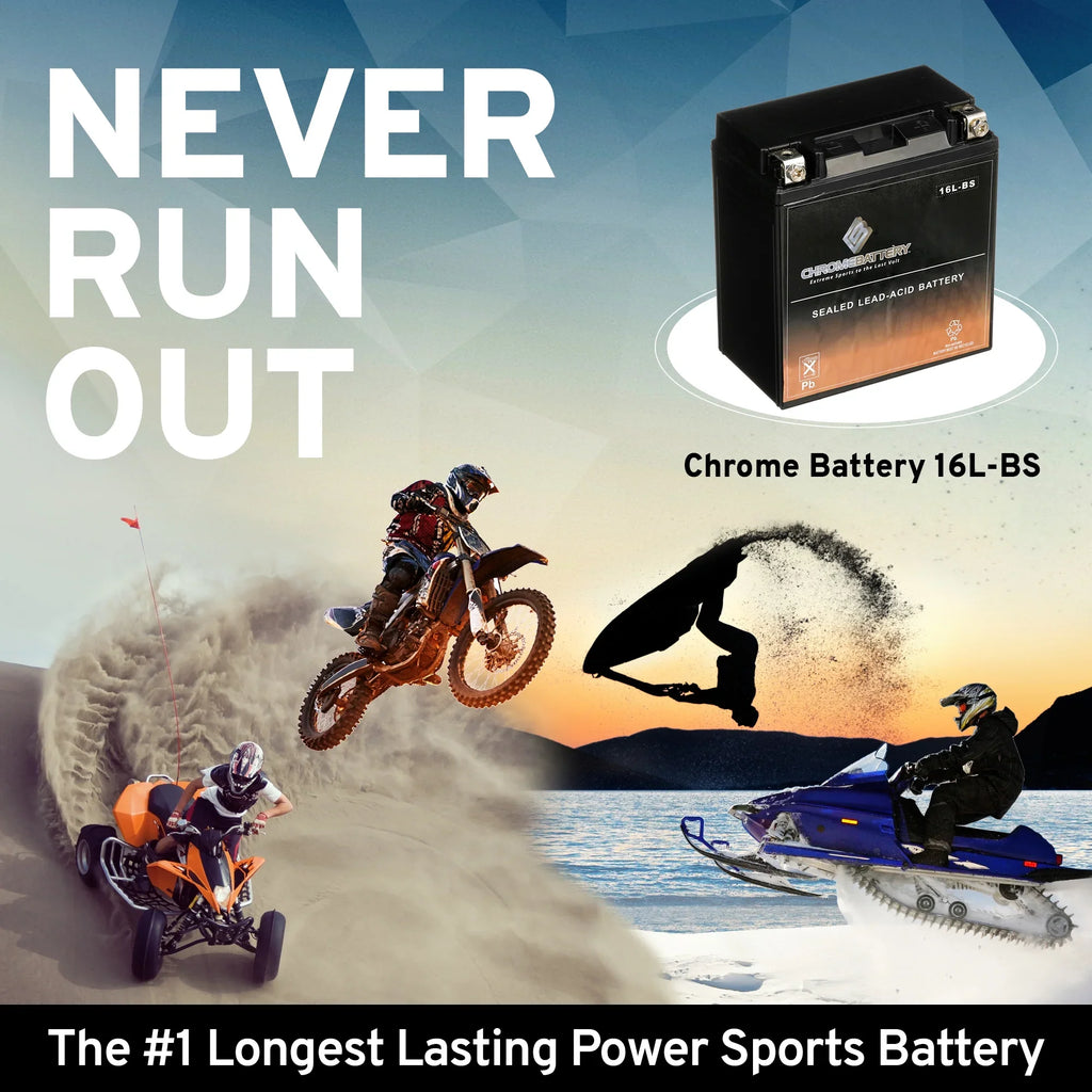 Chrome Battery Ytx16l-bs (16l-bs 12 Volts,14 Ah, 230 Cca) Jet Ski Battery for Kawasaki Js650 Sx 1988