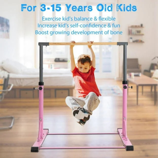 Pink Gymnastics Bar, Girls Gymnastic Training Equipment at Home, Horizontal Bar Exercise, Birthdays Christmas Kids' Gift Ages 3-15 from Parents