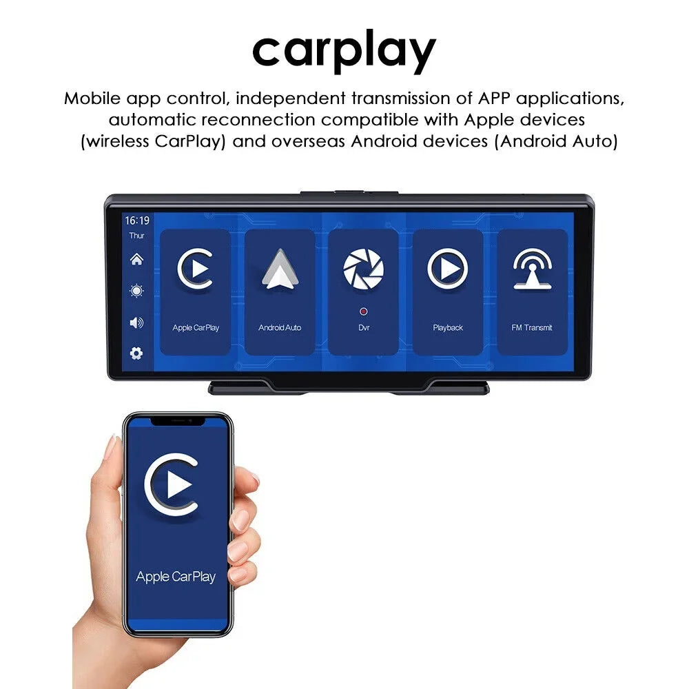 kydely 2K Wireless 10.26'' Touch Screen Dual Channel Wifi Car DVR Dash Camera Android Auto ".