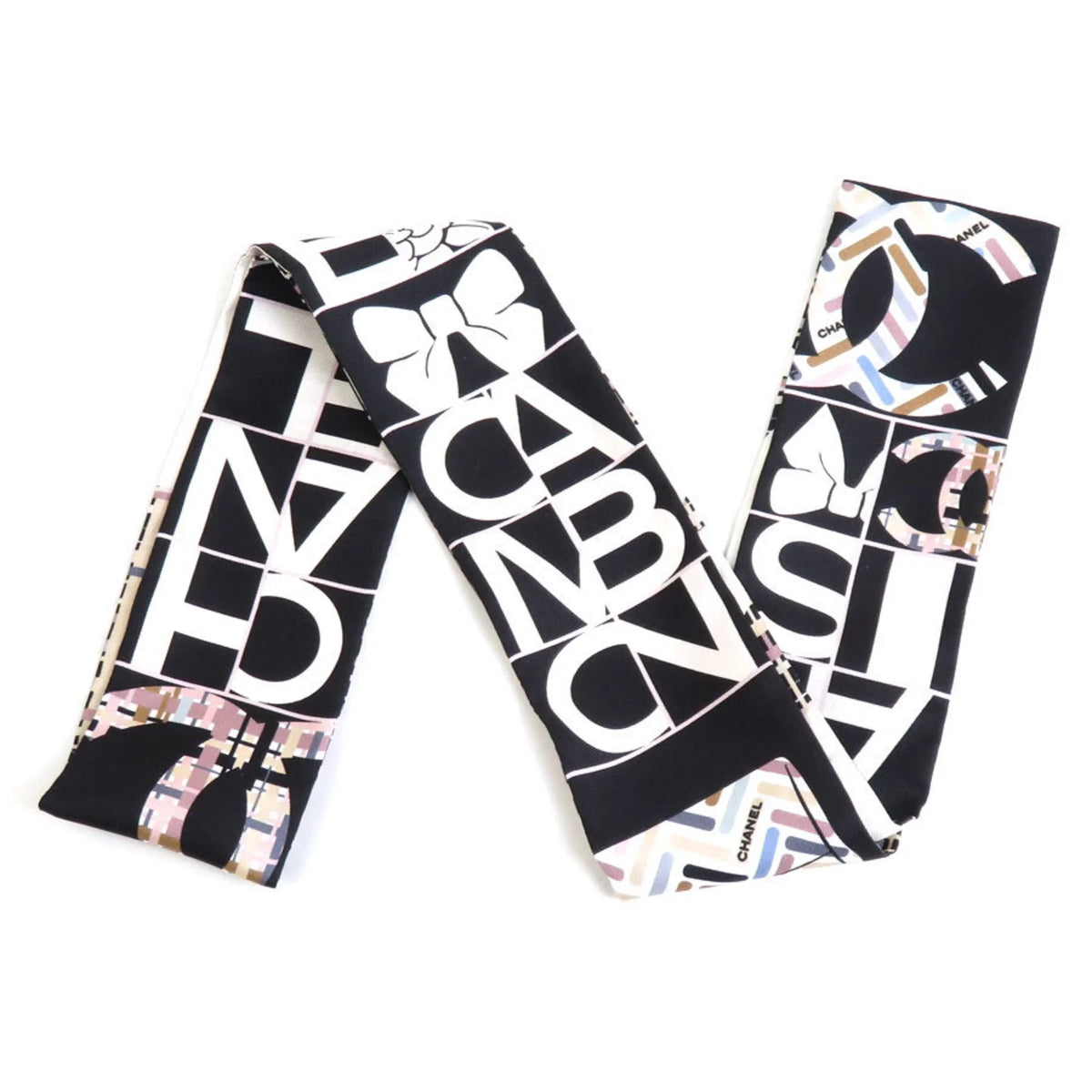 Pre-Owned CHANEL Scarf Silk Black Women's (Good)