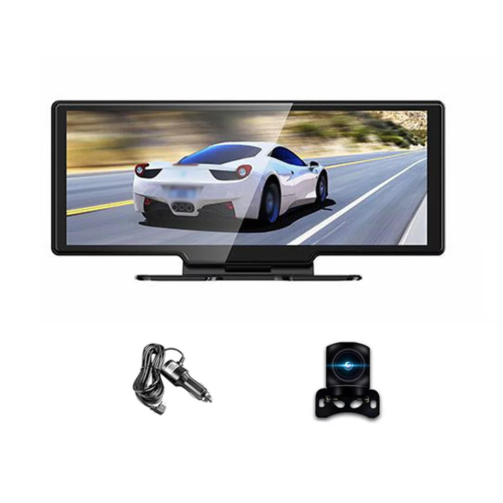 4K Front & Rear DVR Dash Camera with 10.26 Inch Touchscreen - Android Auto Suitable Built-in WiFi, G-Sensing, Loop Recording, Hands-Free Calling