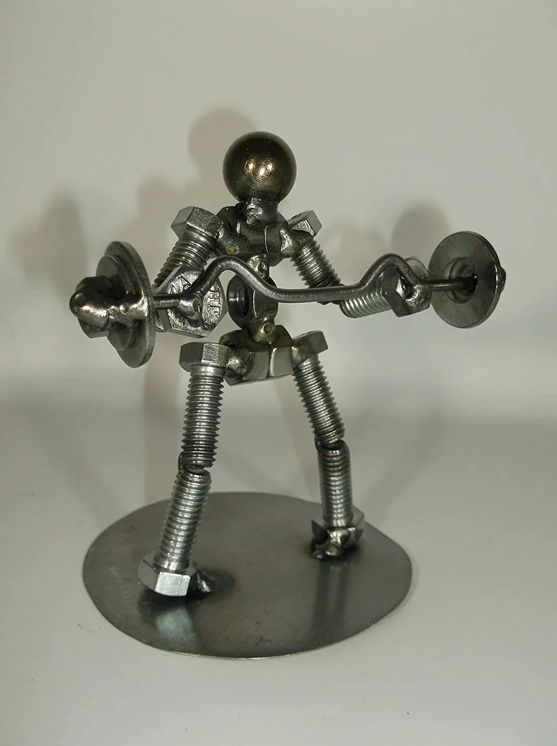 Preacher C url Weight Lifter Metal Bolt Figurine, curl bar