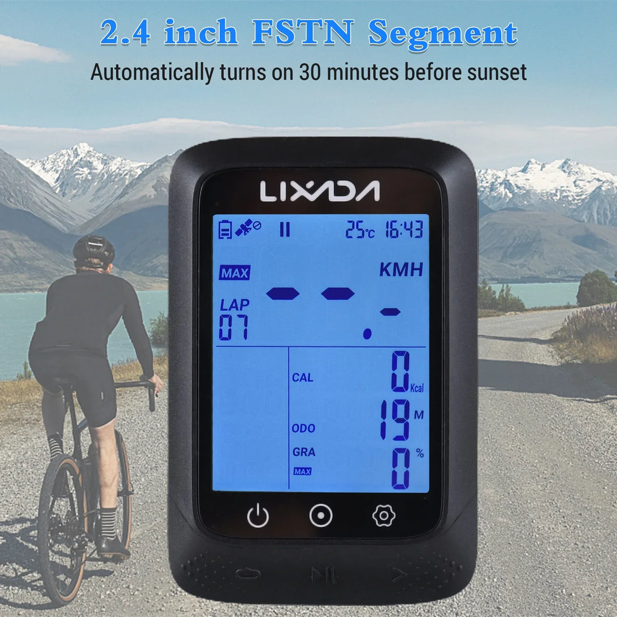 Lixada Wireless Bike GPS Computer with ANT+ Sensor Waterproof 2.3in BT Fitting Strava APP Altitude Gradient