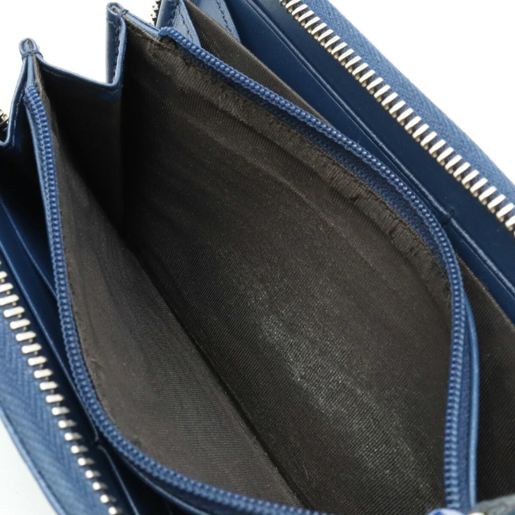 Pre-Owned GUCCI Gucci Diamante Round Long Wallet Leather Blue 307990 (Good)