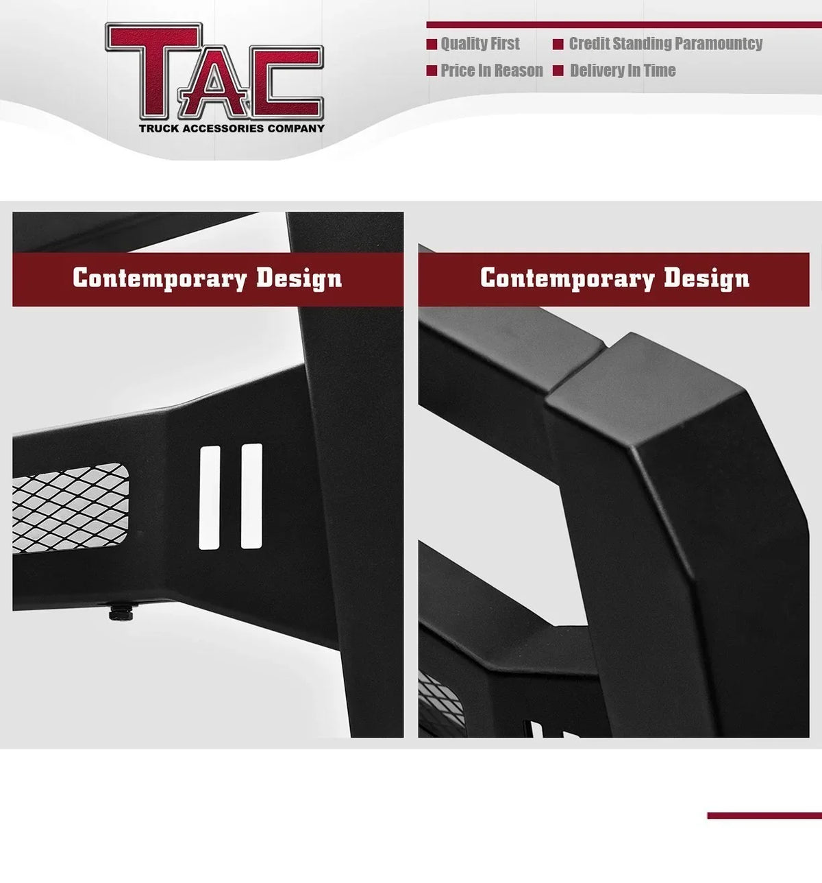 TAC Modular Bull Bar Matching with 2005-2023 Toyota Tacoma Pickup Truck Fine Textured Black (Predator Mesh Version)