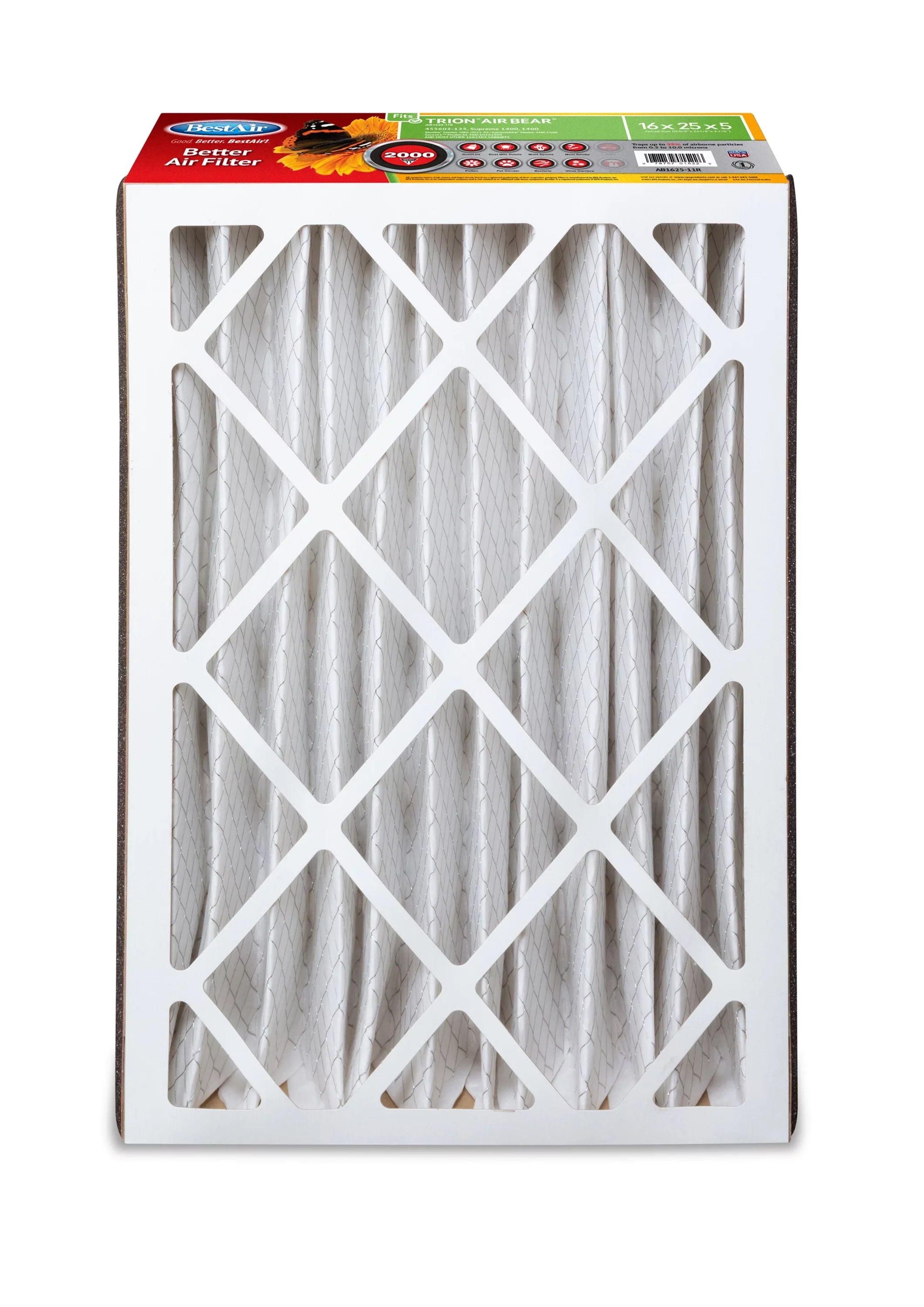 BestAir AB1625-11R Trion/AirBear 16x25x5 Series 2000 MERV 11 Furnace Filter