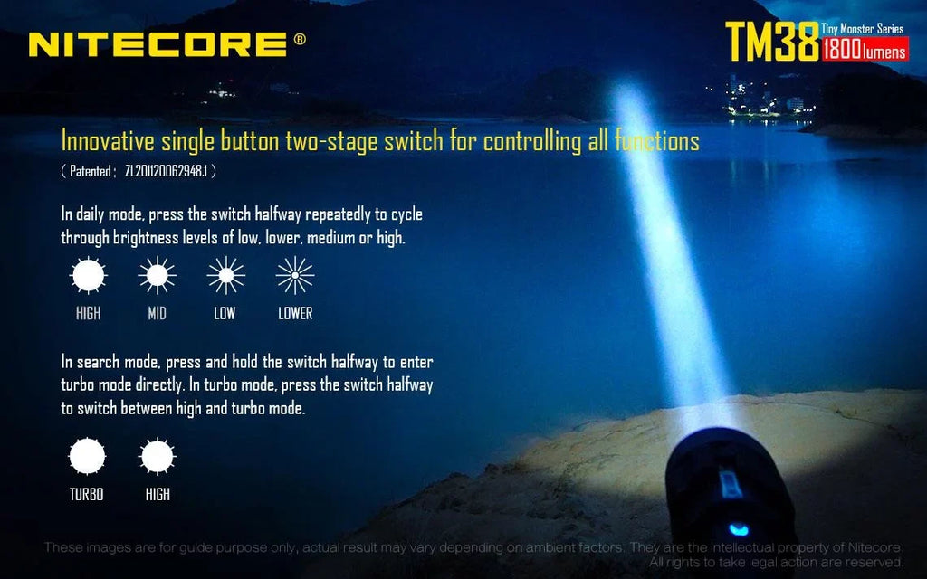Outdoor Value Pack: Nitecore TM38 Searchlight and E4K Flashlight -Both can be Recharged on the go or at home
