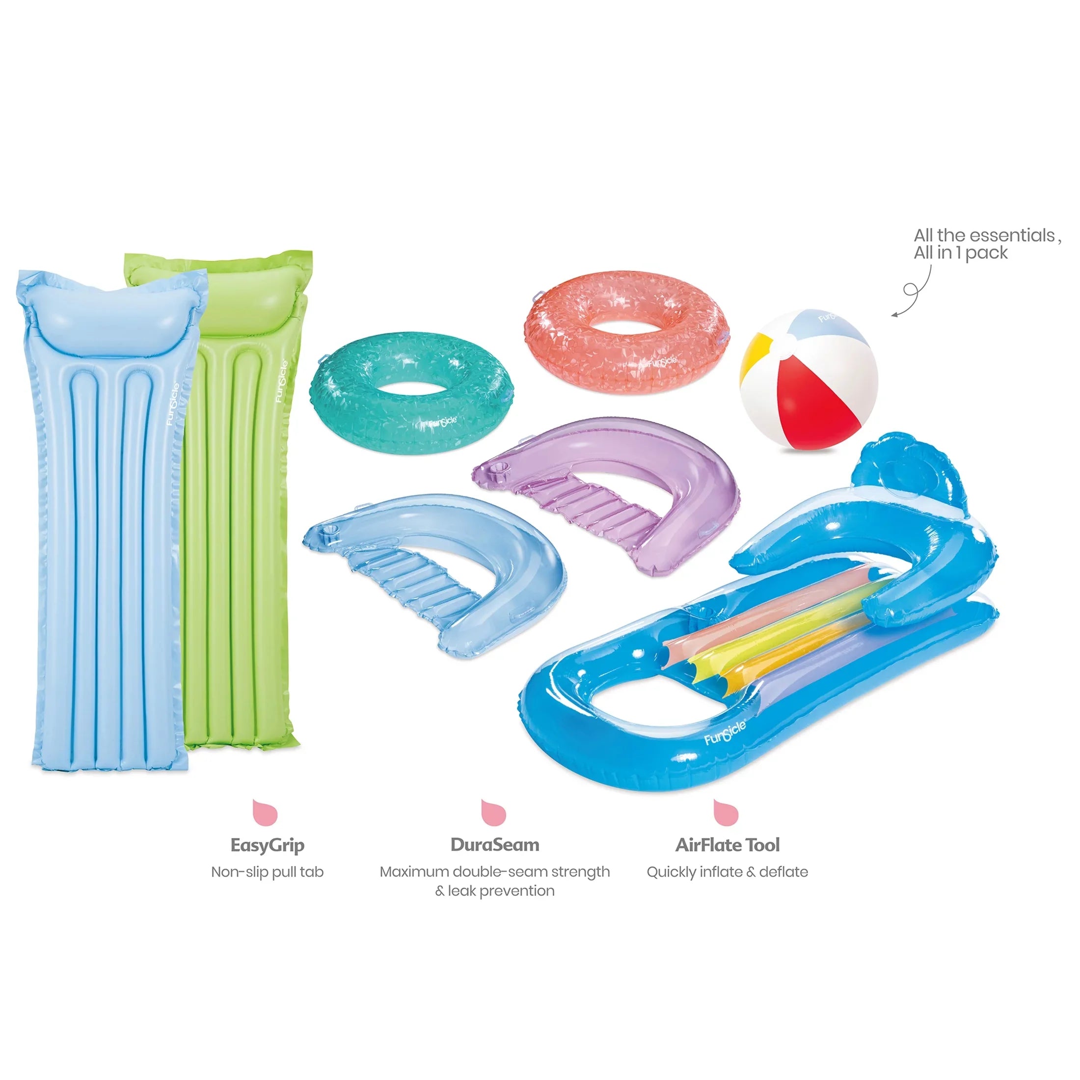 Funsicle Party Pack 8 Pack, Pool Toy & Floats, Tubes & Lounges, Colors Vary, Adults