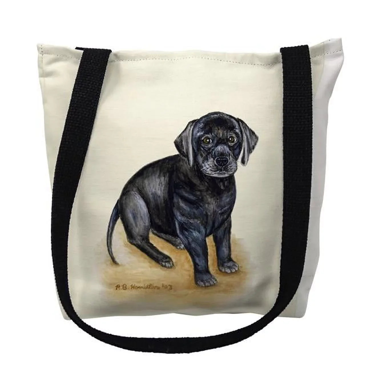 Betsydrake TY069S 13 x 13 in. Black Lab Tote Bag - Small