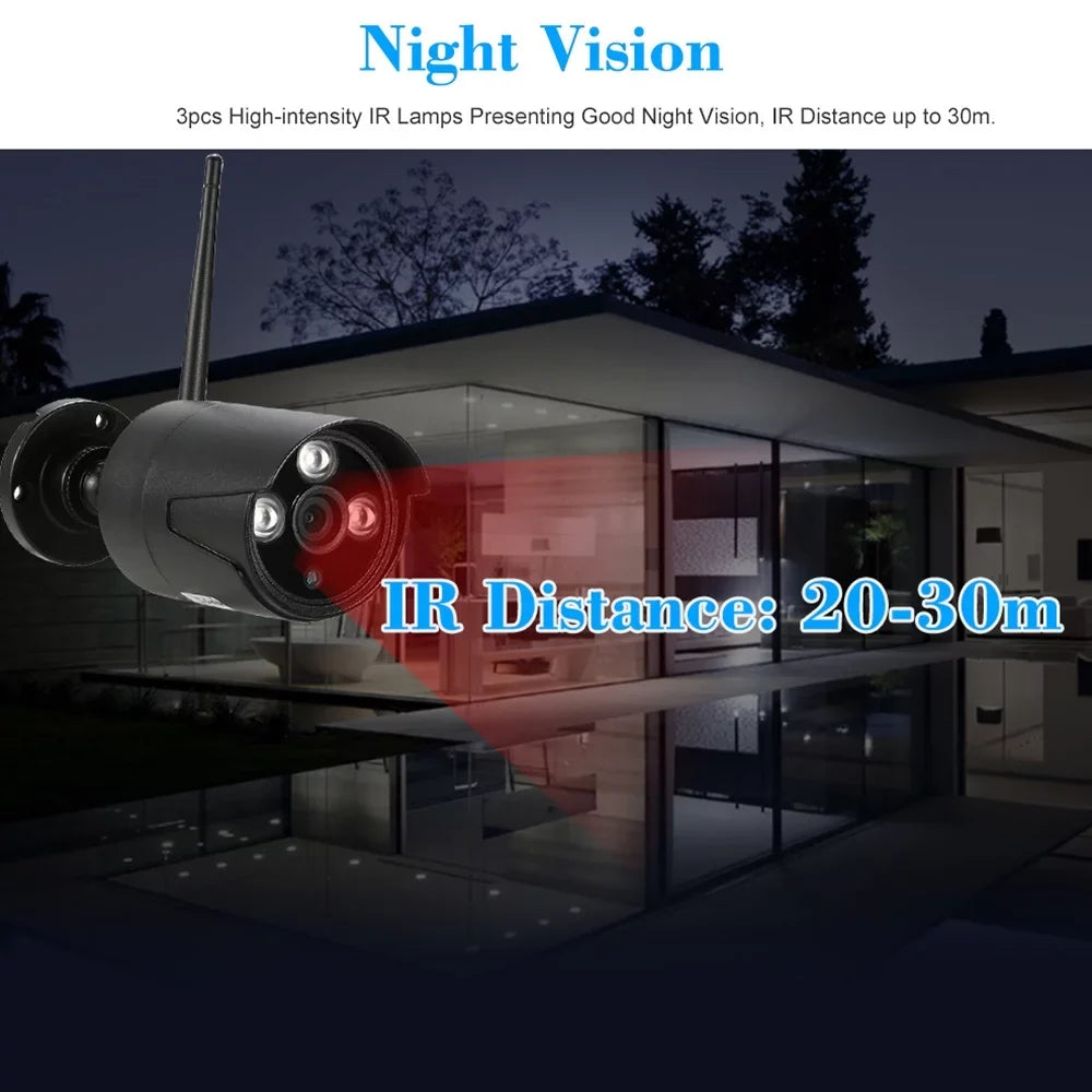 Andoer 4CH 1080P HD WiFi NVR Kit with 4pcs 1.0MP Wireless WiFi Waterproof Outdoor IP Support P2P IR-CUT Phone Control Motion Detection for CCTV System