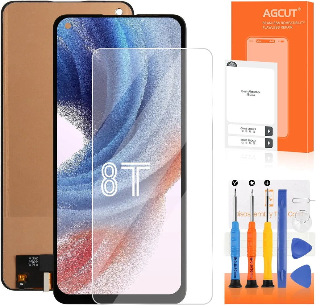 OLED for Oneplus 8T 8T+ 5G Screen Replacement LCD Display KB2001 KB2000 KB2003 KB2005 Screen Touch Digitizer Assembly Repair Part (Support Fingerprint)