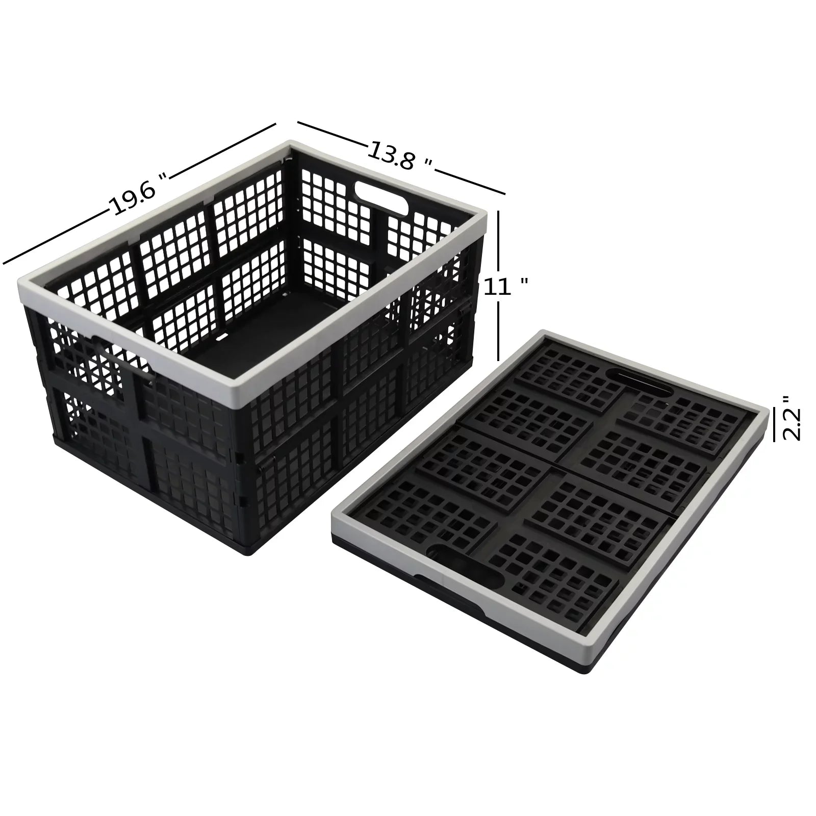 Yuright 4 Packs Plastic Collapsible Storage Crate, 42 Quart Stackable Folding Baskets Bin