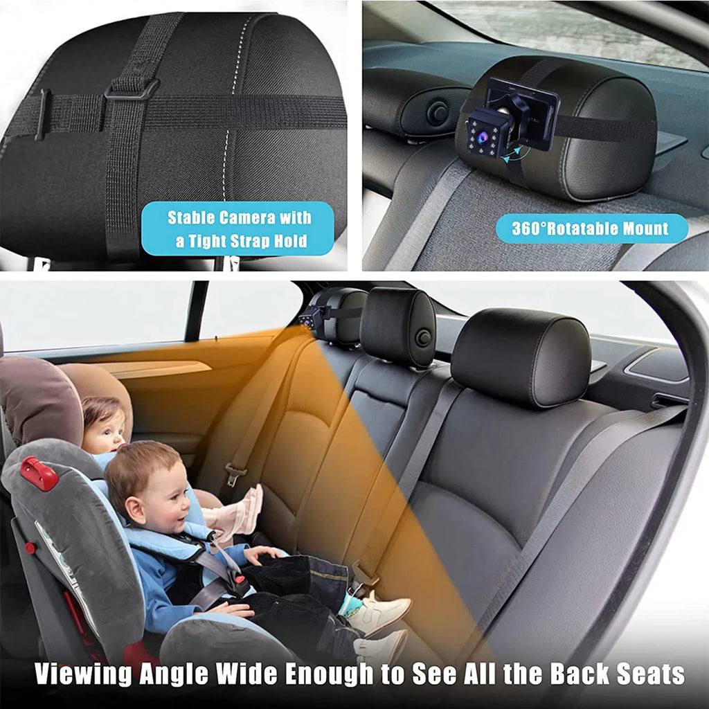 Andoer Crystal Clear View Baby Car Mirror Camera, 1080P Night Vision, Adjustable Angle, Long Cable