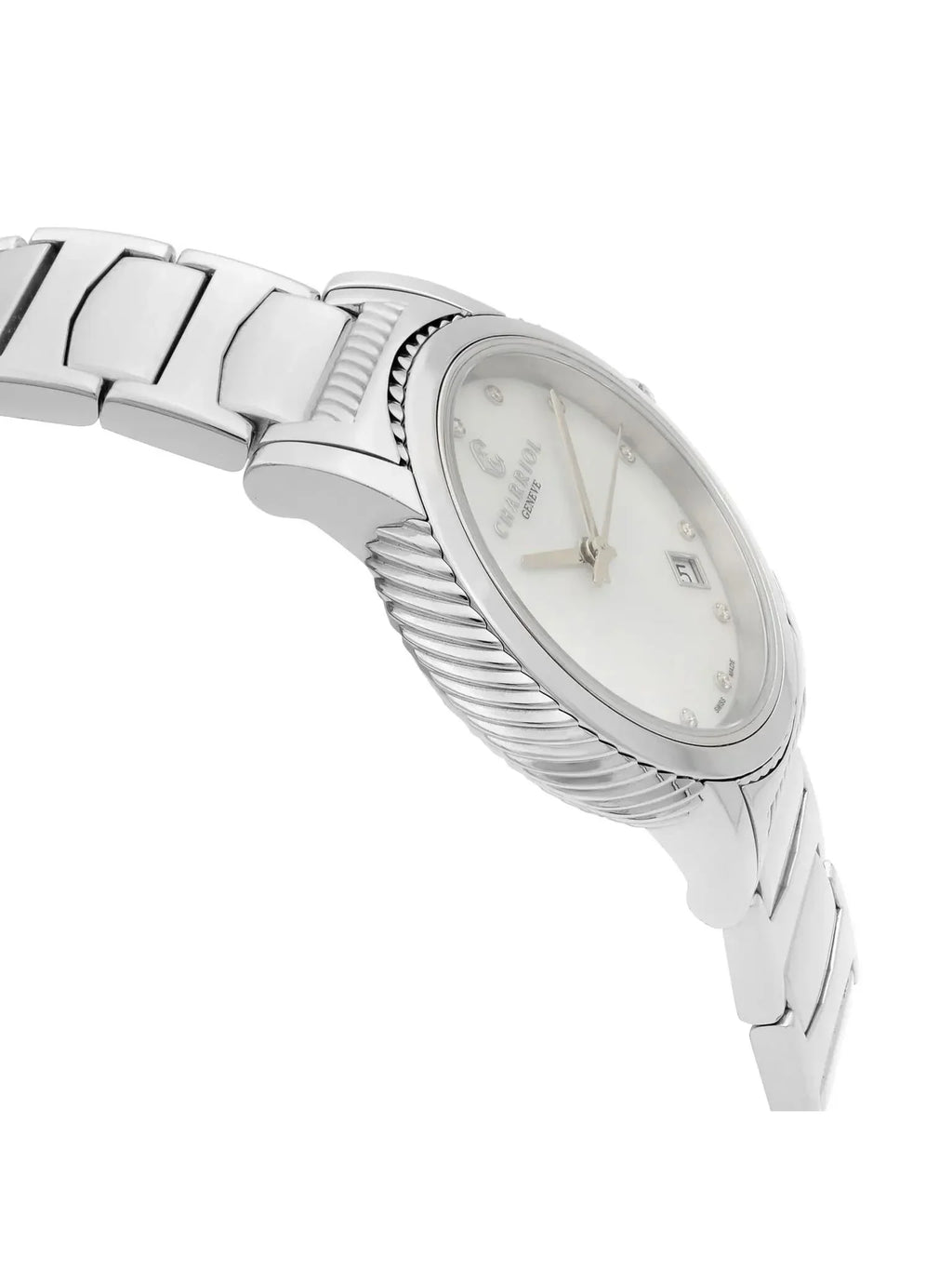 New Charriol Parsii 33mm Steel Diamond White MOP Dial Quartz Watch P33S2.920.001