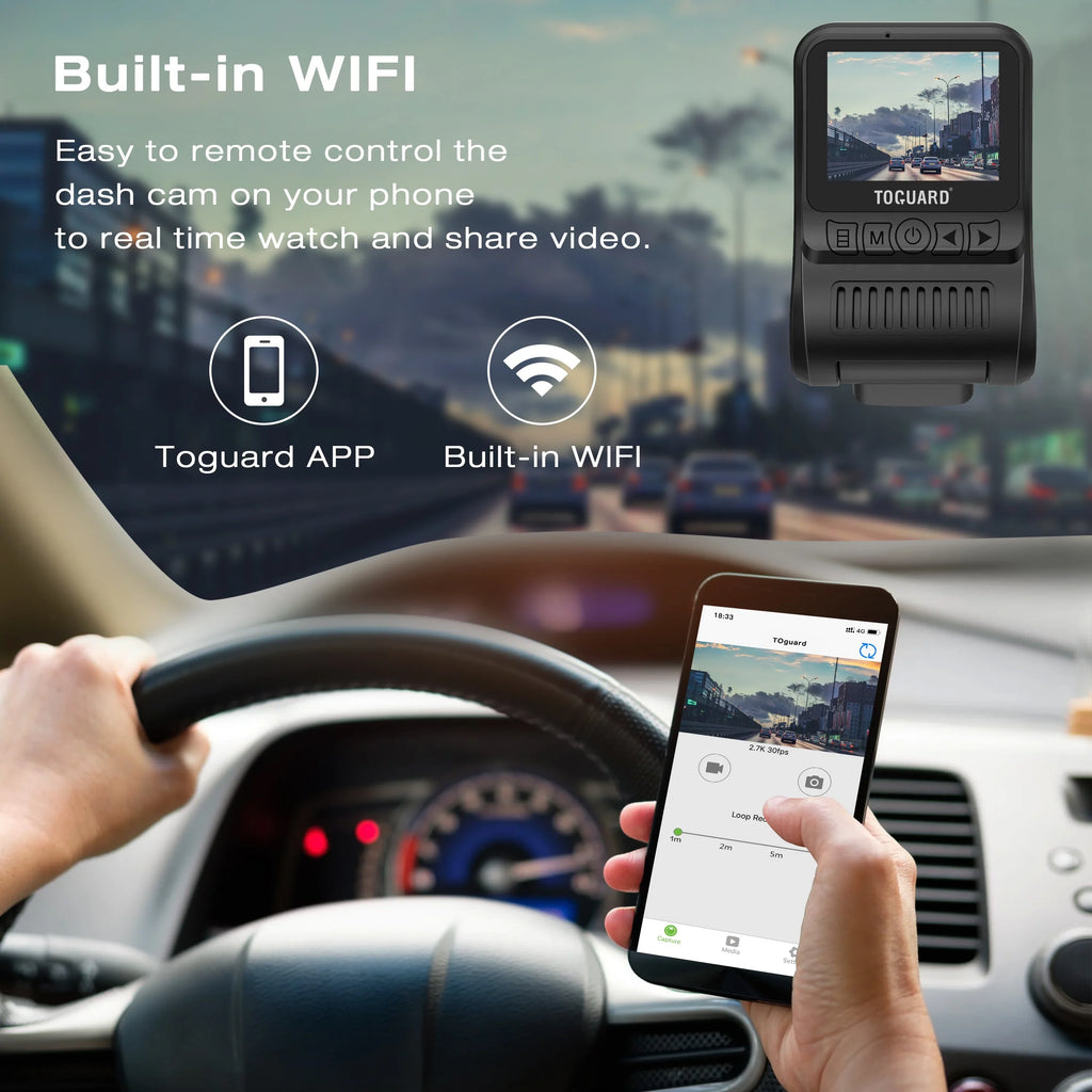 Campark Dual 1080 Dash Cam Front and Inside, 1.5" GPS Car Camera, Dash Camera for Cars with WDR Night Vision, Loop Recording, 170° Wide Angle, 24H Parking Monitor