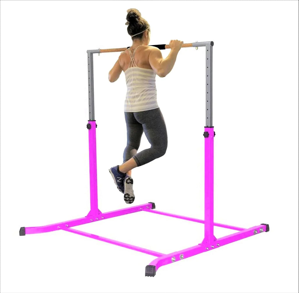 Expandable Pink Gymnastics Kip Bar with Free Foam Pad - Athletic Standard Horizontal Training Bar