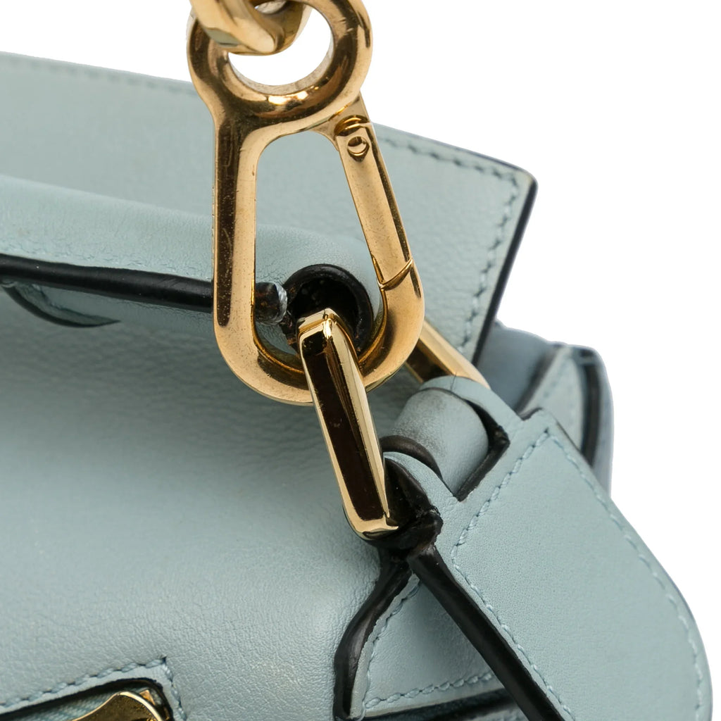 Pre-Owned Authenticated LOEWE Small Tricolor Puzzle Bag Calf Leather Blue Satchel Unisex (Good)