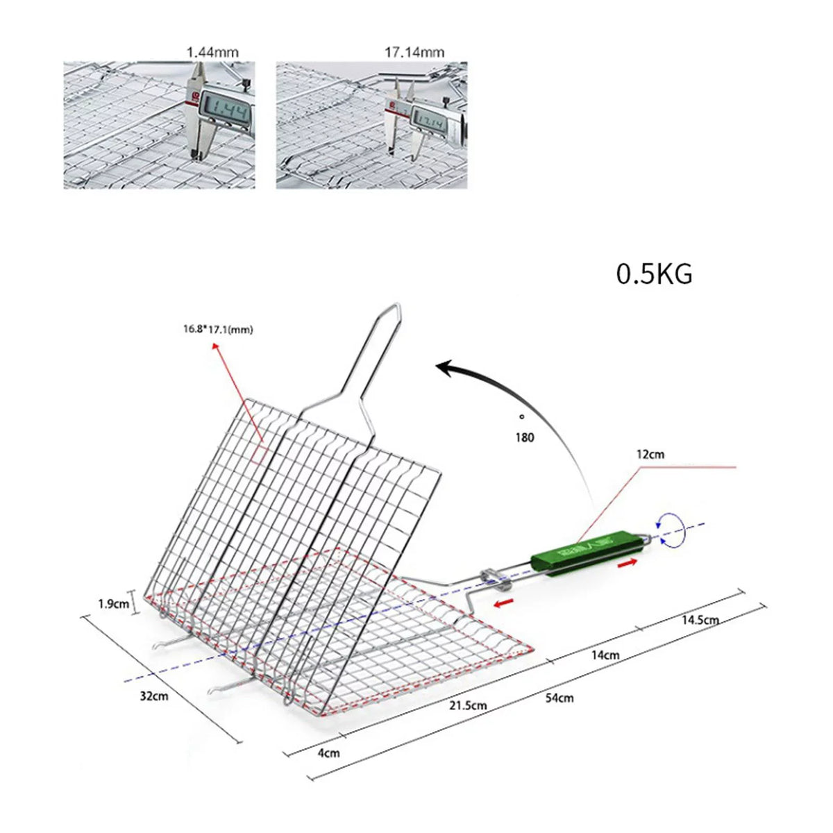 Stainless Steel Basket for Outdoor Camping BBQ Accessories Rack for Grilling Fish, Chicken, Meat, Steak, Vegetables, Kabobs, Chops, Seafood