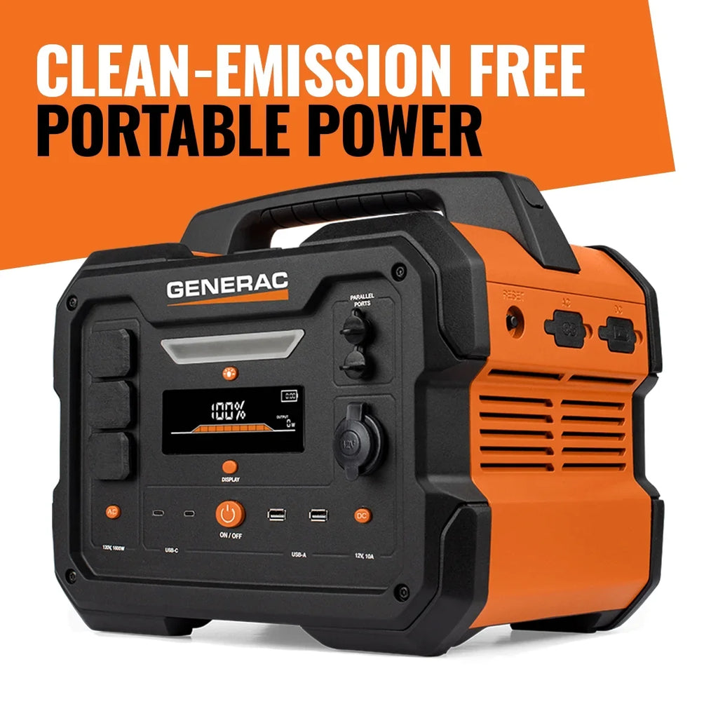 Generac 8026 Power Station 1600/3200W 2106Wh Battery Powered Portable Generator - Solar Panel Charging Fitting