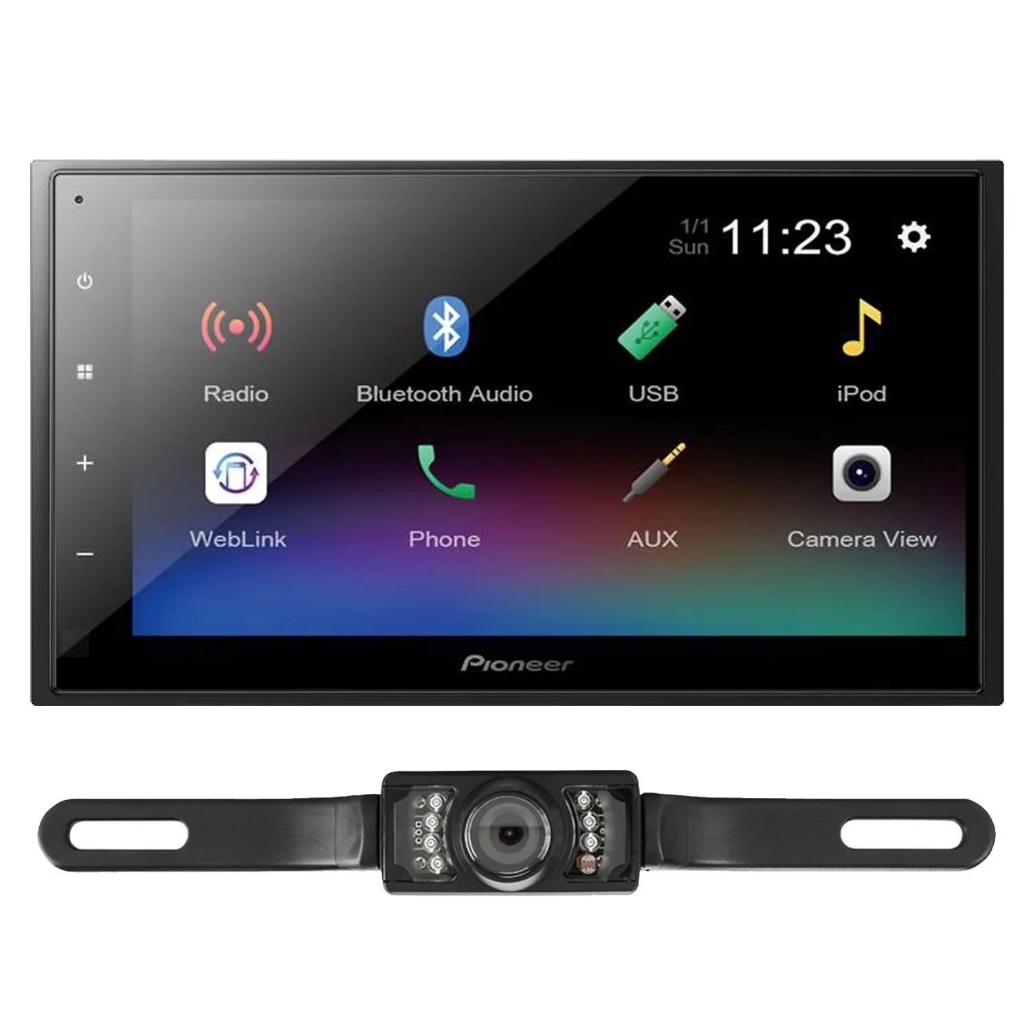 Pioneer DMH-341EX 6.8" Digital Multimedia Receiver Bundled with License Plate Style Backup Camera