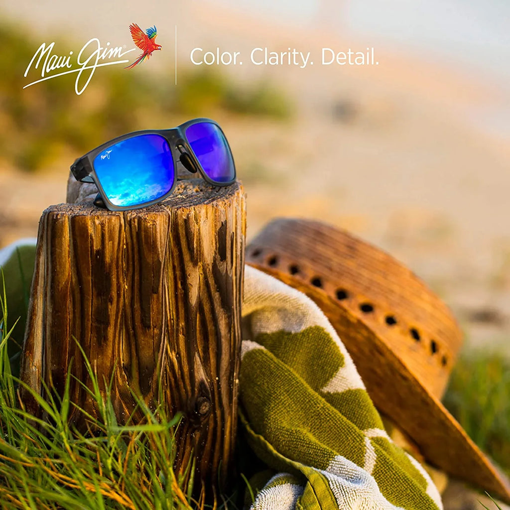 Maui Jim Pokowai Arch Blue Hawaii Rectangular Men's Sunglasses B439-11M 58