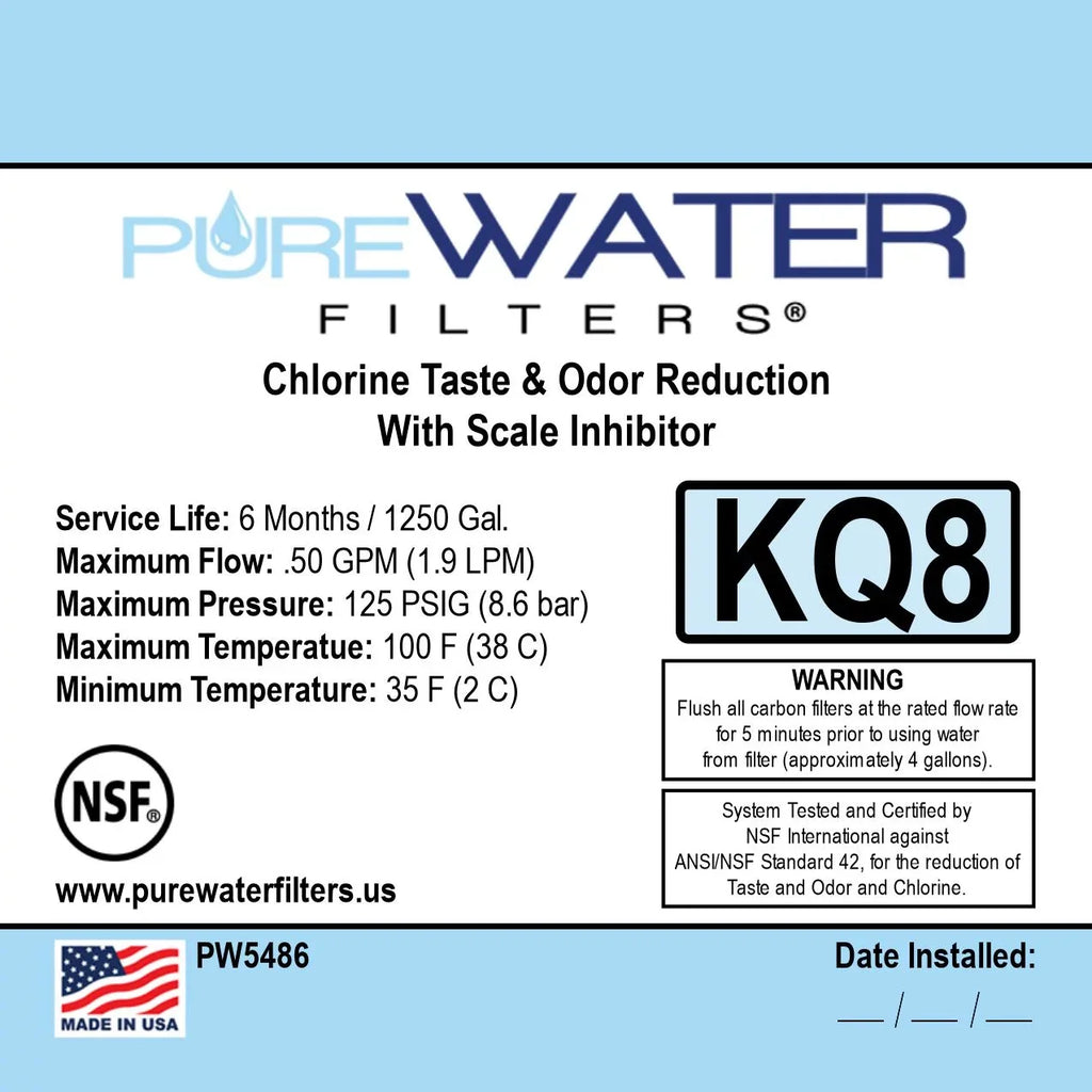 Keurig KQ8A Water Filter System for Direct Water Line Plumb Kit Hookup For Models B150P, K150P, K155P, K2500, K3000, K3000SE, B3000, B3000SE, K3500, K4000
