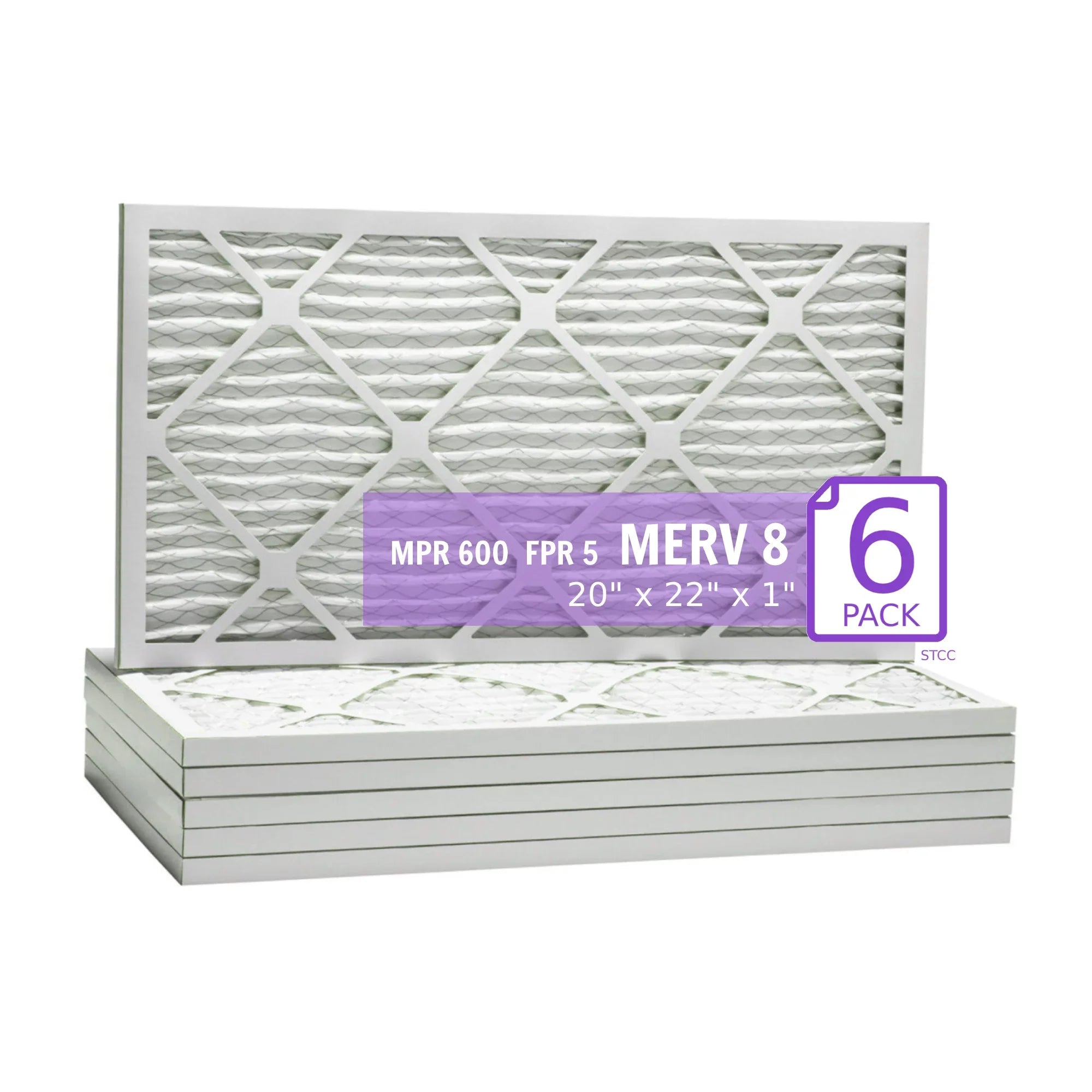 20x22x1, Purolator DMK80 Extended Surface Pleated Air Filter, Mechanical MERV 8, (6 Pack)