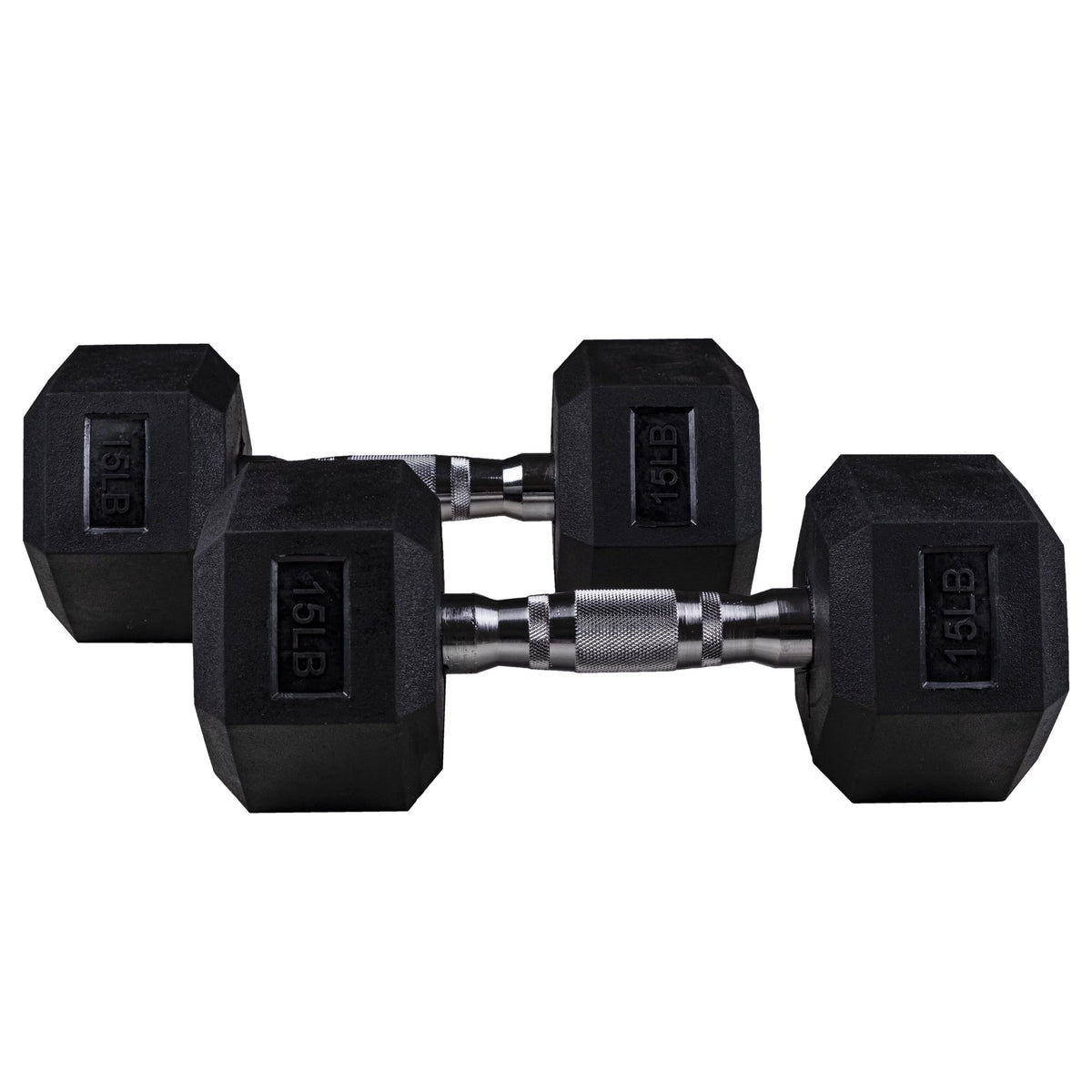 Clean Nut - Hex Rubber Dumbbells with Metal Handles - 15LB Pair