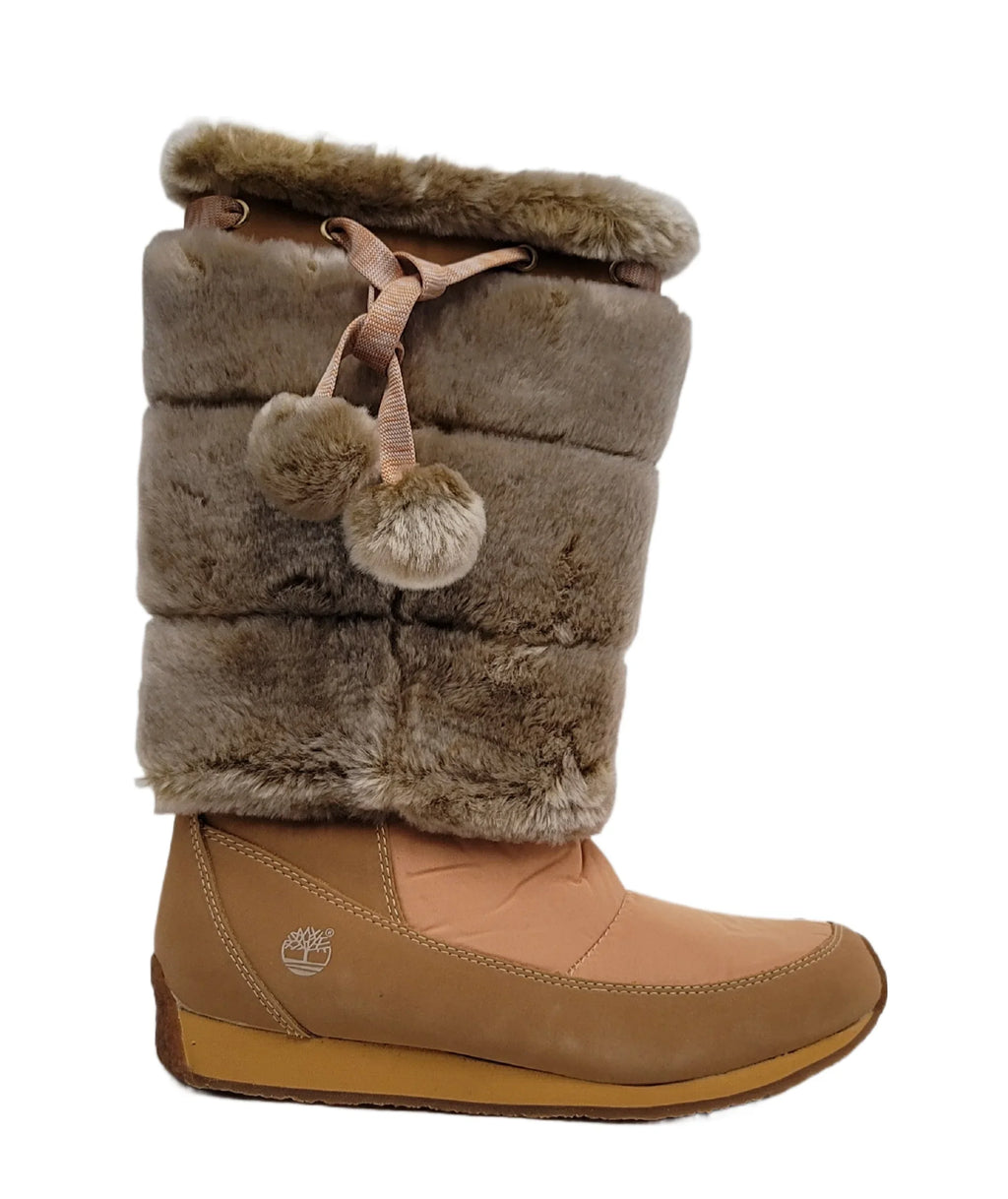 Timberland Junior Big Kid Winterberry Tall Fur Medium Boot Wheat 59996 size 6 US