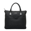 Pre-Owned Gucci GG canvas handbag tote bag 122797 black leather ladies GUCCI (Good)