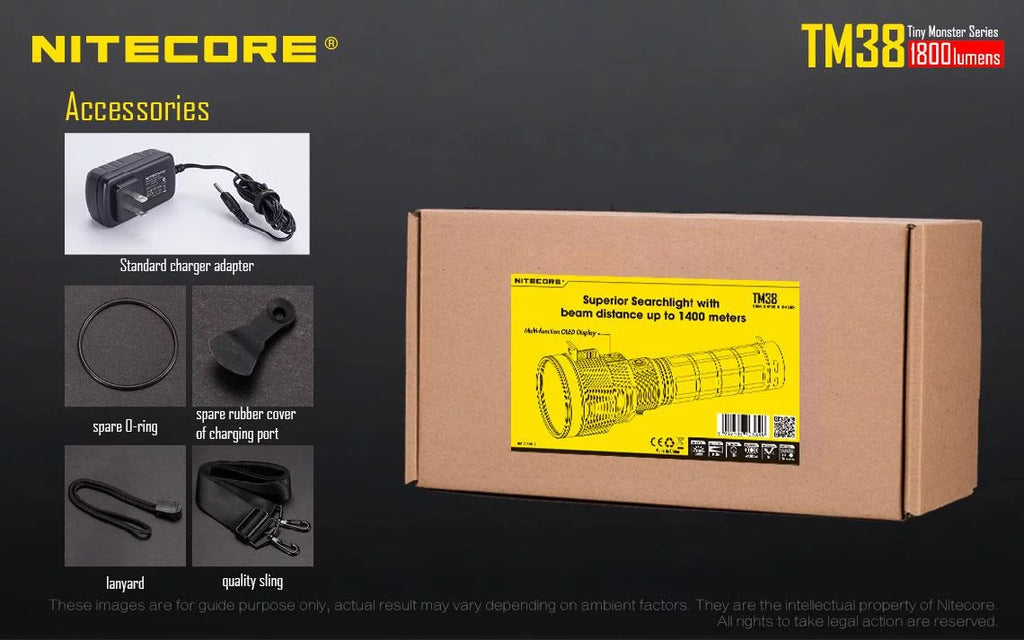 Outdoor Value Pack: Nitecore TM38 Searchlight and E4K Flashlight -Both can be Recharged on the go or at home